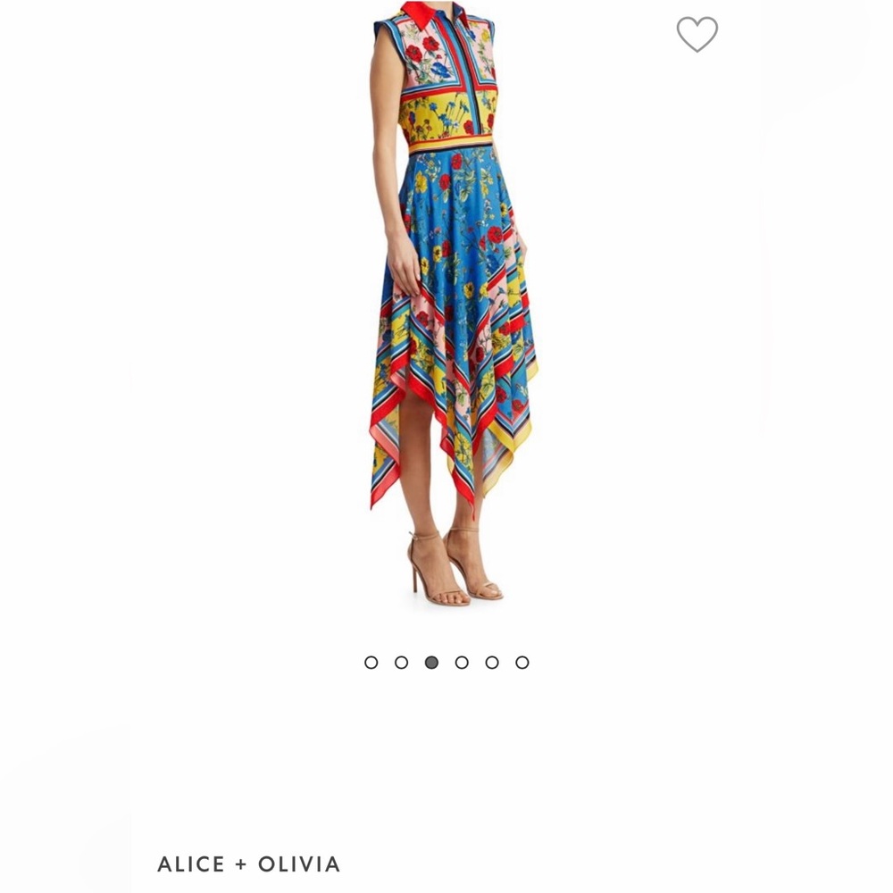 ALICE + OLIVIA     Size 10
Farrah Collared Floral Handkerchief Hem Dress